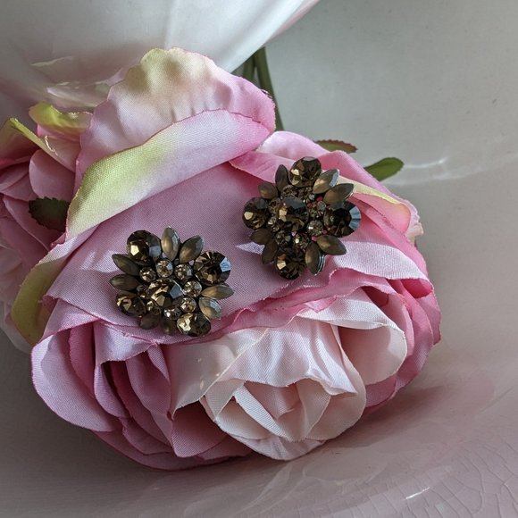 Vintage VCLM Amber rhinestone necklace with matching earrings - Picture 4 of 9